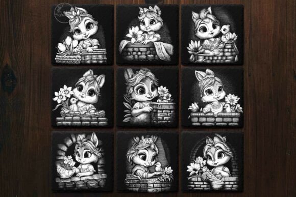 Download Cute Spring Easter Bunny Slate Coasters - Spring Collection