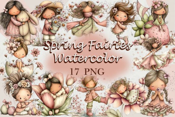 Download Pastel Spring Fairies Watercolor PNG - Spring Collection